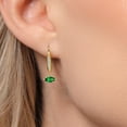 thumbnail image 3 of Gem Stone King 10K Yellow Gold Green Nano Emerald and Lab Grown Diamond Earrings for Women | 0.49 Cttw | Gemstone May Birthstone | Marquise 6X3MM, 3 of 6