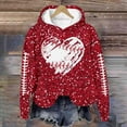 thumbnail image 5 of Cnbwig Graphic Hoodies for Womens Sequins Drop Shoulder Hoodie Long Sleeve Rugby Sparkly Print Tops for Football Events Soft Warm Pullover Hoodies Fall Shirts Red XXL, 5 of 5