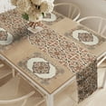 thumbnail image 2 of Ambesonne Oriental Floral Table Runner & Placemats, Earth Tone Flowers, Placemat 4 pcs + Runner 16"x72", Sand Brown Caramel Ivory, 2 of 4