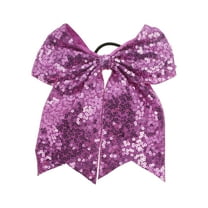 Unique Bargains 1 Pc Elegant Sequins Bow Hair Ties for Home Purple