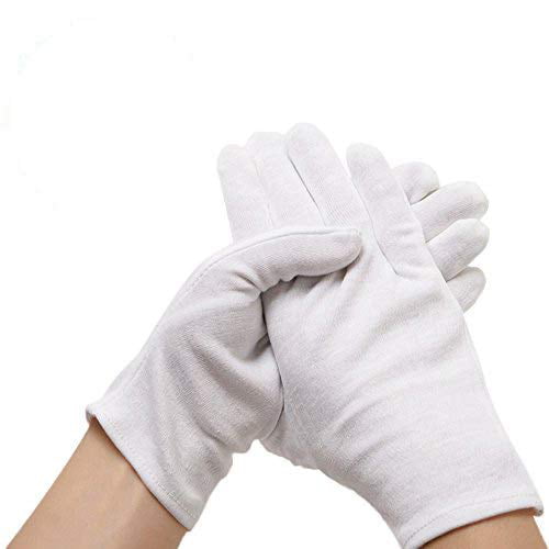 Coin Jewelry Silver 12 Pairs White Gloves Soft Cotton Work Gloves 