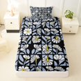 thumbnail image 3 of jejeloiu Sky Floral Twin Sheets For Girls,Soft Print Bedding,Black Blue Yellow,3 Pieces,1 Fitted Sheet and 1 Pillowcase, 3 of 6