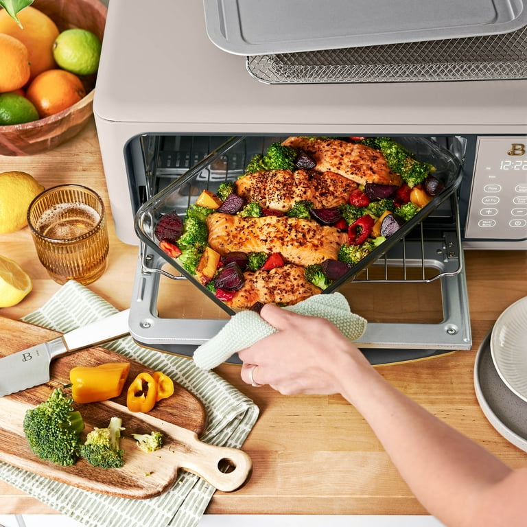 Beautiful Infrared Air Fry Toaster Oven 9 Slice 1800 W Porcini Taupe by Drew Barrymore