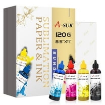 A-SUB Sublimation Paper and Ink Bundle Kit - 8.5x11 Inch Sublimation Paper 120g 480ML A-sub Sublimation Ink for All Epson Inkjet Printers DIY Holiday Gifts