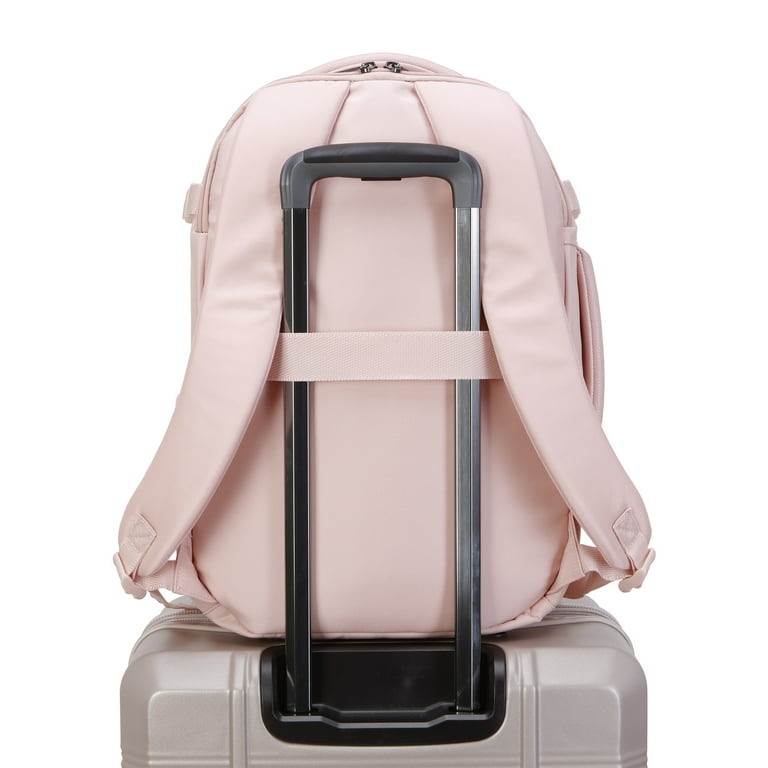 backpacks with travel sleeve Btl 18-inch Recycled Nylon Travel Backpack with 15 inch Laptop Sleeve, Rose Smoke, Adult Unisex, Pink