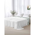 thumbnail image 5 of Green White Eucalyptus, King Size Flat Sheet, Wrinkleproof & Fadeproof Cooling Flat Bed Sheet Only, Watercolor Leaves Simple White Breathable Soft Bedding Top Sheets 105 x 98 Inches, 5 of 8