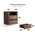 thumbnail image 4 of Satifur Fluted Wooden Nightstand with Charging Station, Mid-Century Modern 2-Drawer Bedside Table, End Table for Bedroom and Living Room, American Walnut, Set of 2, 4 of 8