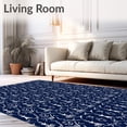 thumbnail image 2 of ODIKA 2'x3' Machine Washable Non-Slip Area Rug, Nautical Anchor Wave Motif Roll Maritime Vessel Flooring High Traffic Rug with Pad, Blue, 596289, 2 of 8