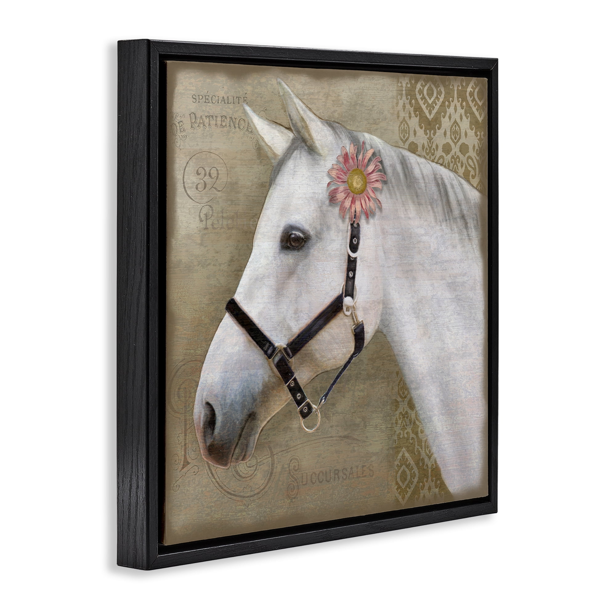 Stupell Industries Boho Barnyard Horse Black Framed Floater Canvas Wall Art, design by Suzanne Nicoll