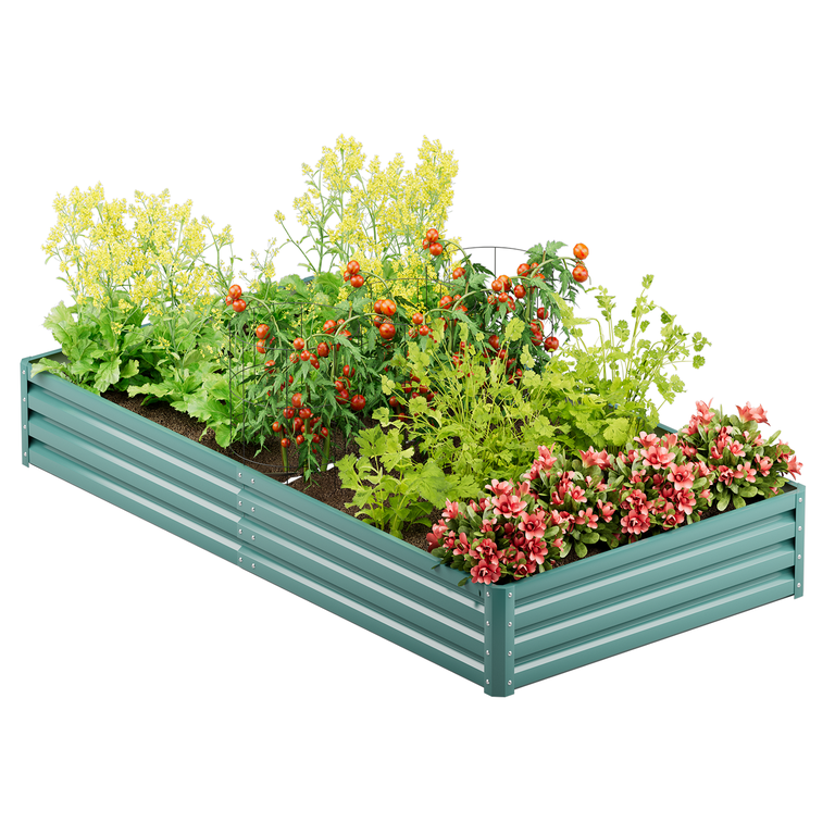 Foxlang 8x4x1ft(2 Pack) Galvanized Raised Garden Bed,Outdoor Planter Box etal Patio Kit