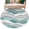 thumbnail image 2 of Teal Ombre Round Area Rug 5 FT, Non Slip Bedroom Rugs, Modern Geometric Moire Abstract Art Washable Soft Circular Carpet Non-Shedding Floor Mat for Kitchen Dining Room Foyer Balcony Dorm, 2 of 8