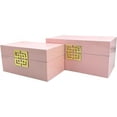 thumbnail image 4 of Galt International Storage Box Set Decorative Storage Box w/Hinged Lid Classic Design Wood Decor Boxes with Geometric Clasp Storage for Bedroom & Home - Set of 2 (Pink & Gold), 4 of 14