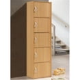 thumbnail image 3 of Pemberly Row Set of 2 5-Shelf 5 Door Multi-Purpose Wooden Bookcases in Beige, 3 of 6