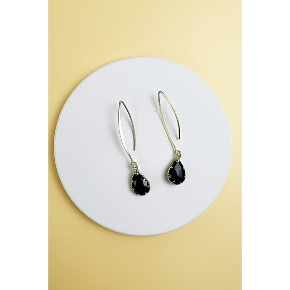 2.25" TEARDROP BEZEL GLASS EARRINGS