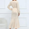 thumbnail image 5 of IROINNID Maxi Dress for Women Sexy Vintage V Neck Long Sleeve Solid Mermaid Skirt Dresses Deals,Beige, 5 of 9