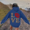 thumbnail image 7 of Valentines Day Women HoodiesValentines Day Hoodies Women Letter Graphic Sweatshirt Long Sleeve Pullover Regular Tops,Navy, 7 of 7