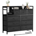 thumbnail image 1 of Meuble Télé à 9 Tiroirs avec Support de Chargement, Commode en Tissu pour Entrée, Garde-Robe, Salon, Couloir, Chambre, 1 of 9