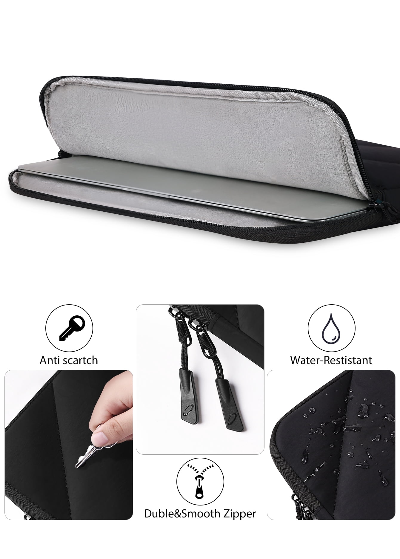 SENLASI Puffy 13.3 Inch Laptop Sleeve Case for Macbook Air 13 13.6 M3 M2 2024 2022-2010, Macbook Pro 13/14 M4 M3 M2 M1 2024 2023 2022-2012,Shockproof Water-resistant Protective Sleeve Case, Black