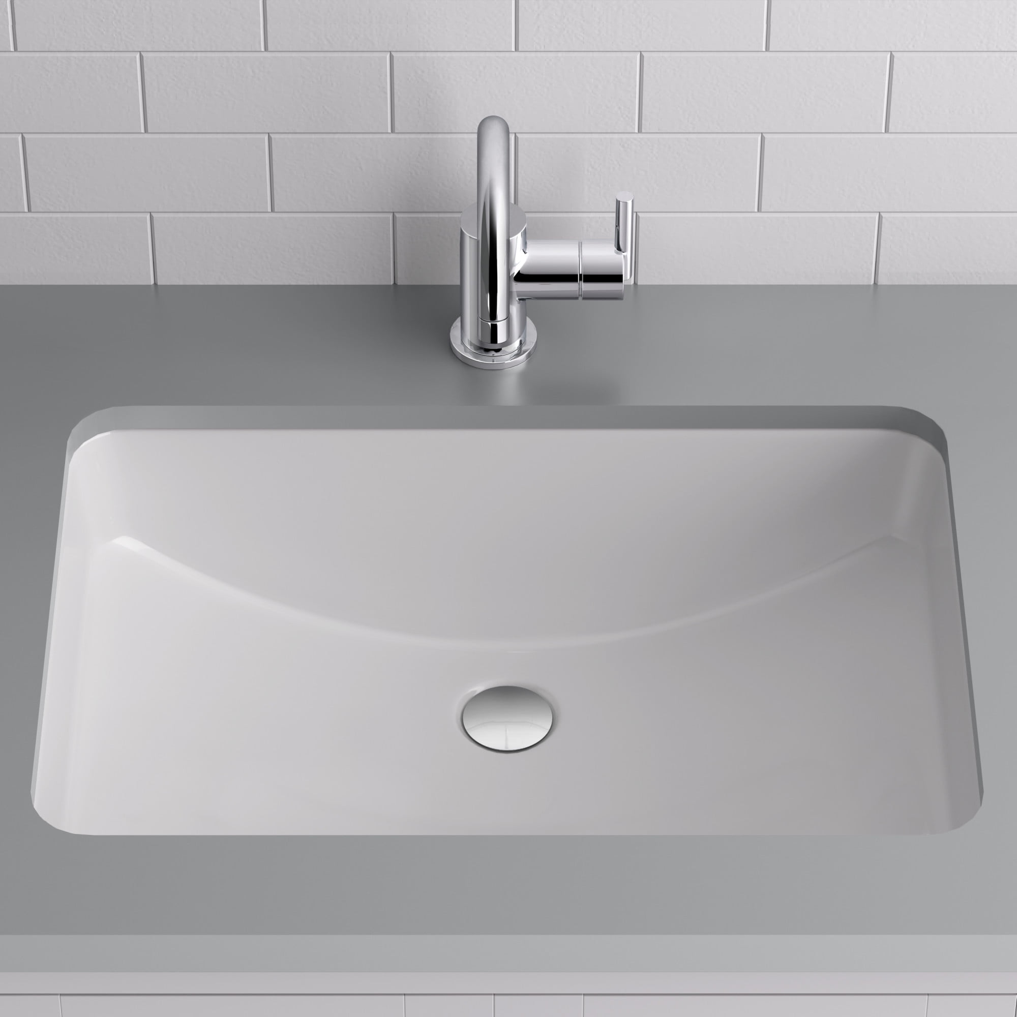 Open Box Miseno MNO2114ABWH Bright White Undermount Rectangular Bathroom Sink with Overflow Drain (22.875-in x 16-in)