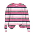 thumbnail image 4 of Pisexur Chandails en Molleton pour Femmes Col Rond Rayé Automne Chandails en Molleton Mode Décontracté Ample Pull Chandail en Molleton Manches Longues Chemises pour Femmes Blouses Surdimensionnées Hauts Sans Capuche, 4 of 4