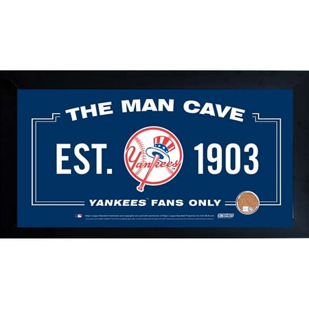 New York Yankees Man Cave Sign With Authentic Game-Used Dirt Framed 10x20 (MLB Authenticated)