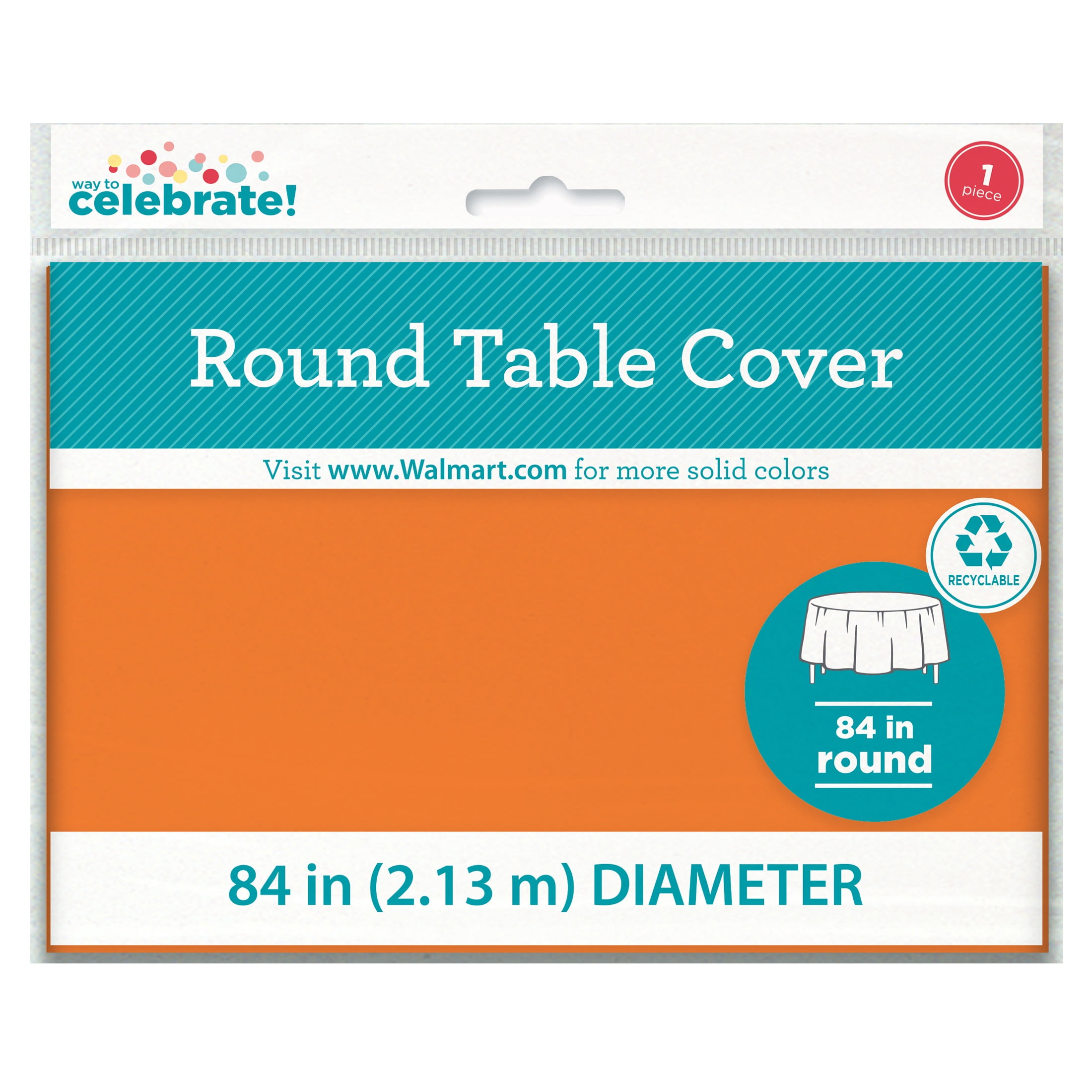 (6 pack) 1CT 84IN Orange Round Plastic Table Cover by Way To Celebrate