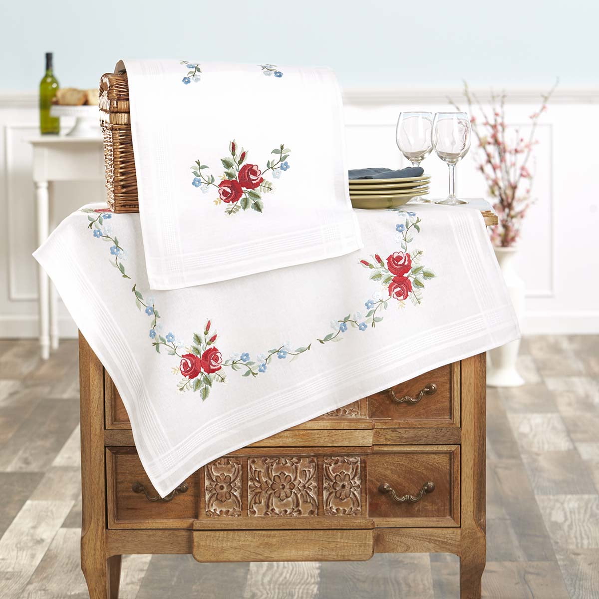 Herrschners® Red Roses Table Runner Stamped Embroidery Kit Walmart