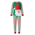 thumbnail image 2 of EYIIYE Matching Christmas Pajamas For Family, Baby Romper/Santa Letter Print Long Sleeve Tops + Stripe Long Pants Sleepwear Suit, 2 of 10
