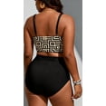 thumbnail image 2 of Women's Plus Size Two Piece Swimsuit, Retro Geometric Print High Waisted Bathing Suit, 2 of 5