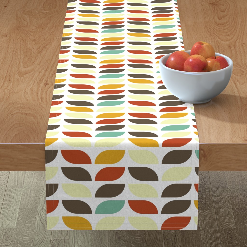 Table Runner Mid Century Modern Retro Teal Mustard Rust Geometric