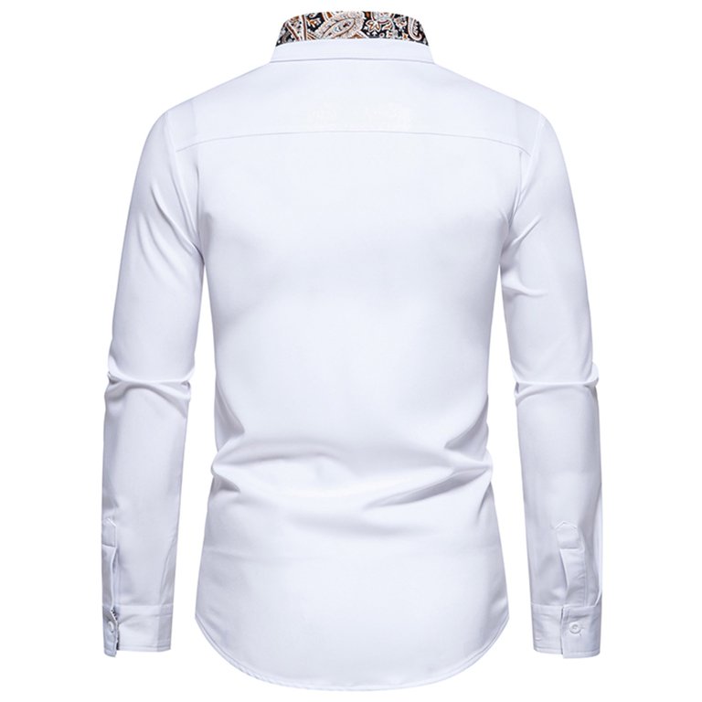 hanes dress shirts Aimik Hanes Men's Long Sleeve Dress Shirt Regular Fit Button Down Shirts with Collar Pin Inner Contrast Color Shirt Stretch Satin/Jacquard Shirt for
