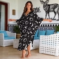 thumbnail image 3 of Xixirimido Celestial Sun Moon Stars Print Women Kaftan Dresses Plus Size Beach Cover Up Deep V-Neck Batwing Sleeves Swimsuit Coverups Summer Caftan Dress, 3 of 7