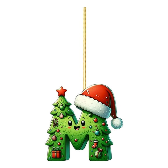 Christmas A to Z 26 Letter Ornament Christmas Tree Ornament Personalized Monogram Ornament Initial Alphabet Ornament Car Hanging Decoration Rearview Mirror Ornament