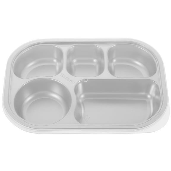 WSTEER Stainless Steel Divided Plate Deeper Food Serving Tray Multi-grid Food Holder With Lid