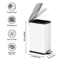 thumbnail image 3 of 8 Gallon Slim Stainless Steel Trash Can, Step Pedal Garbage Bin with Soft Close Lid, Fingerprint Resistant & Space Saving Waste Bin for Kitchen Bathroom Narrow Spaces - White, 3 of 7