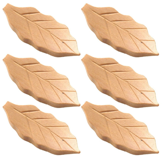 Paquete de 6 soportes para palillos, cuchara, tenedor, cuchillo, decoración de mesa de cena, forma de hoja de madera Natural