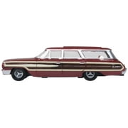 1964 Ford Country Station Wagon Squire Vintage Burgundy w/Woodgrain & White Interior 1/87 (HO) Diecast Model Car Oxford Diecast