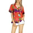 thumbnail image 5 of HAPPY BAY Women's Beach Funny Santa Claus Party Blouse Shirt Tops Flamingo Shirts Button Down Hawaiian Christmas Tree Shirt for Women M Santa Surf, Pink, 5 of 7