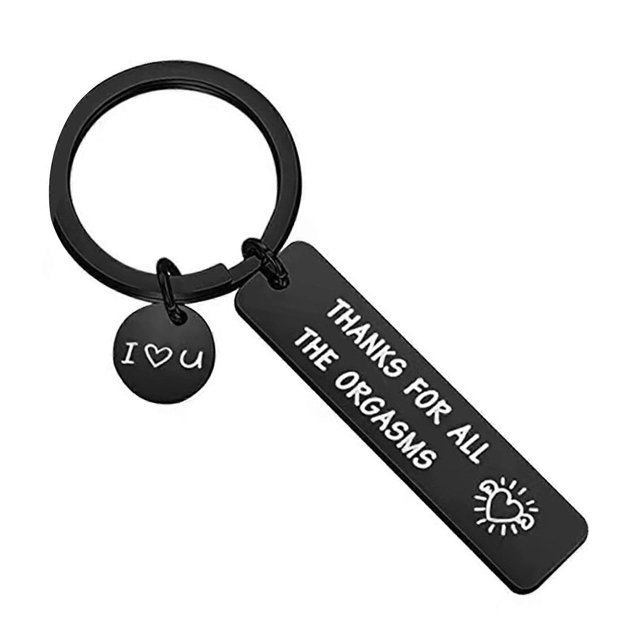 Valentine's Day Stainless Steel Keychain Thanks for All the Orgasms Couple for Key Ring Fashion Jewelry for Husband Wife Silver