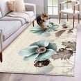 thumbnail image 2 of Blue Green Floral Large Area Rugs for Bedroom Living Room, Soft Non Slip Carpet Bedside Rug, Spring Summer Mallow Flowers Retro Rectangular Floor Cover Kitchen Accent Rug 3'x5' for Dining Room/Office, 2 of 9