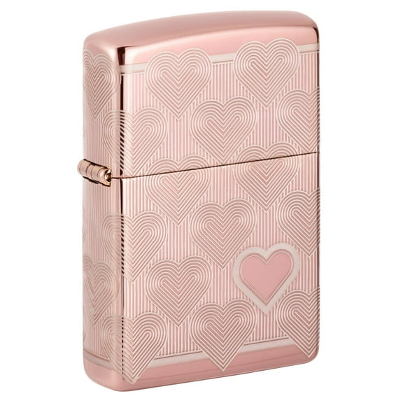 Zippo Lighter - Personalized Message Engraved Backside on Heart Design Windproof Lighter (Heart 360 Rose #49811)