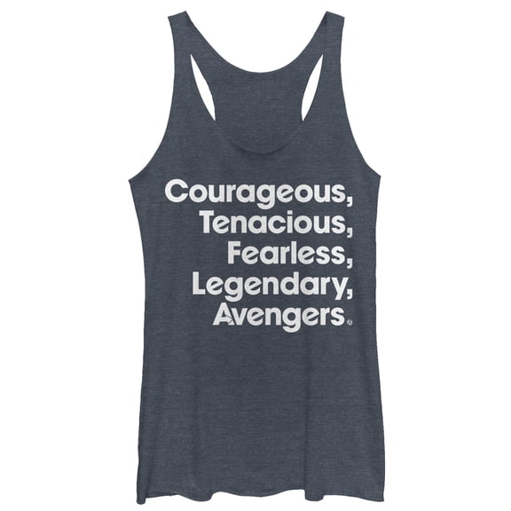 Women's Marvel Avengers: Endgame Heroic Qualities Racerback Tank Top Navy Blue Heather X Small