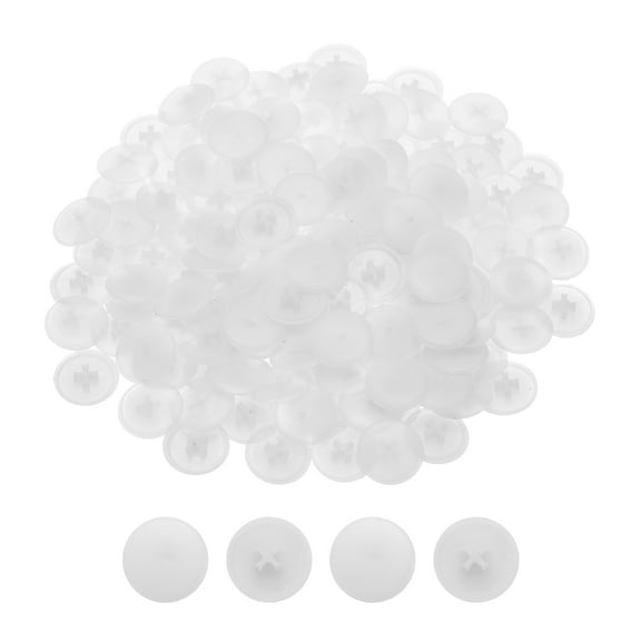 Uxcell Screw Cap Covers, 108Pcs 17mm - Plastic Self-lock Nut Screw Cap, Screw Decoration Cover for Phillips Cam Fitting Nut Self-tapping Screw, White