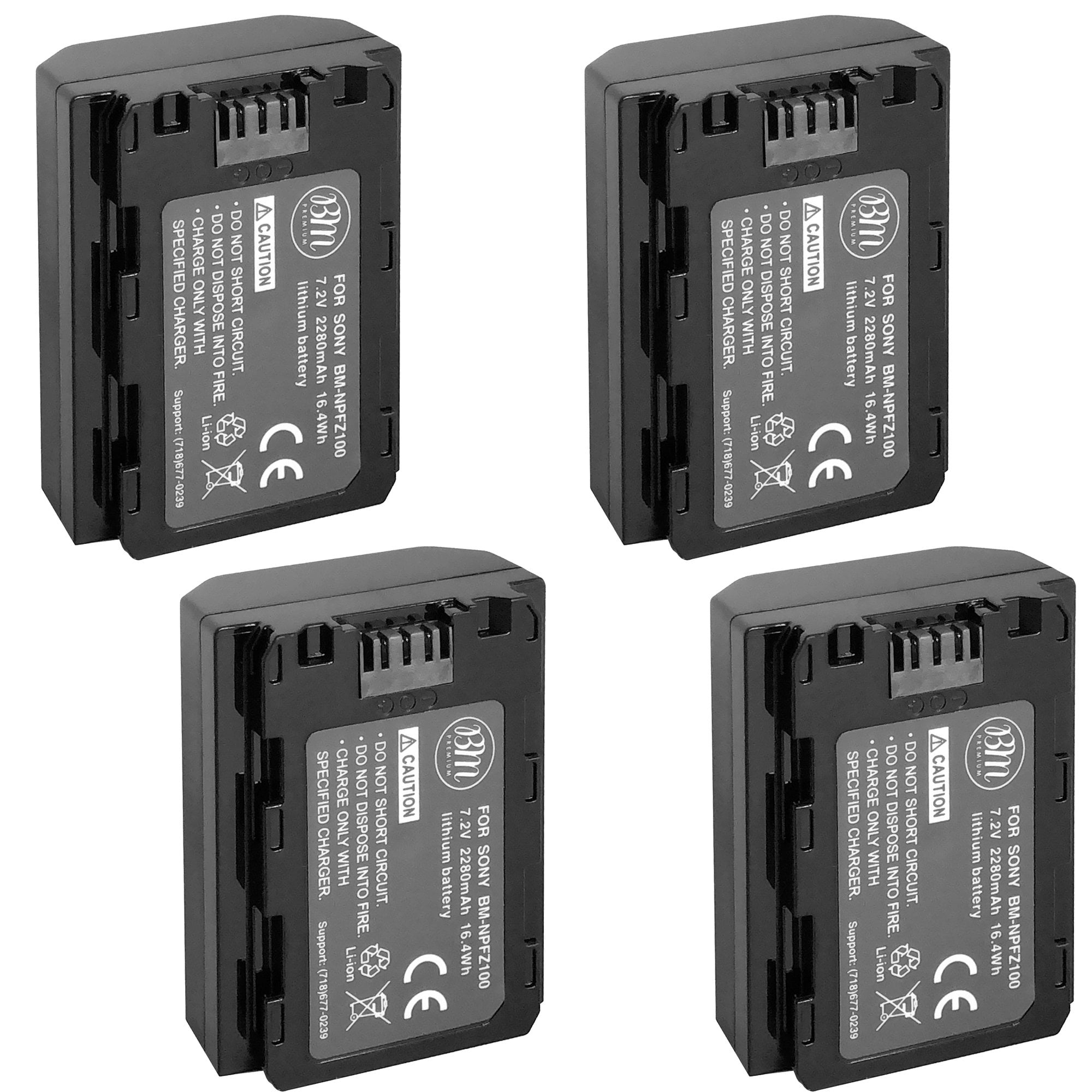 BM Premium 4 Pack of NP-FZ100 Batteries for Sony a7S III, a6600, a7R IV,  A7RIII, a7 III, Alpha 9, Sony A9, Alpha a9 II, Alpha 9R, A9R, Alpha 9S  Camera 