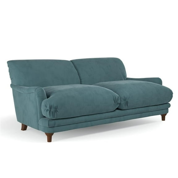 Pemberly Row Mid-Century Contemporary Velvet Sofa in Blue Finish