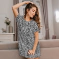 thumbnail image 3 of Pofeuu Black Leopard Print Women's Loose Fit Short Sleeve Nightgown, Comfortable Sleep Dress for Women, Casual Lounge Sleepwear, Soft Cotton Sleep Dress, 3 of 6