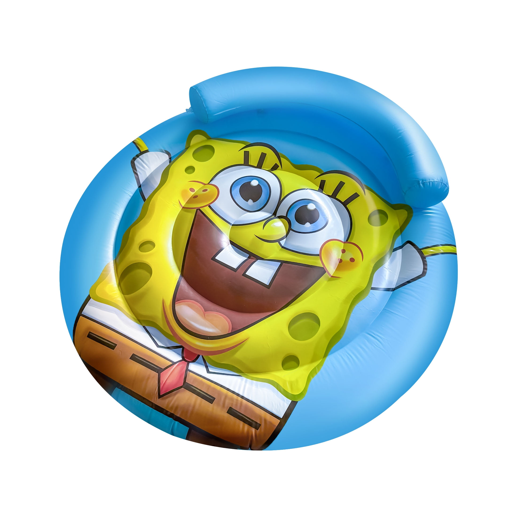 SpongeBob SquarePants 60" Pool Island Inflatable Pool Float with Detachable Headrest, Inflatable Water Fun, Ages 3+