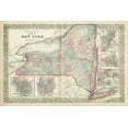 thumbnail image 2 of Johnson 24x17 Gold Ornate Wood Framed with Double Matting Museum Art Print Titled - Johnsons Map of New York, 2 of 4