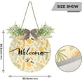 thumbnail image 3 of SKYSONIC Yellow Pineapple Leaf Welcome Sign Front Door Decor Round Door Hanging Sign Porch Decorations for Farmhouse Summer Holiday Fall Halloween Christmas - 12x12 inch, 3 of 7