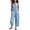 4# Sky Blue, variant on Jumpsuits for Women Dressy Half Button Sleeveless Jumpsuit Stand Collared Solid Color Overalls Loose Wide Leg Jumpsuits with Pockets White L